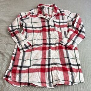 Stars Above Red and White Plaid Pajama Shirt-dress